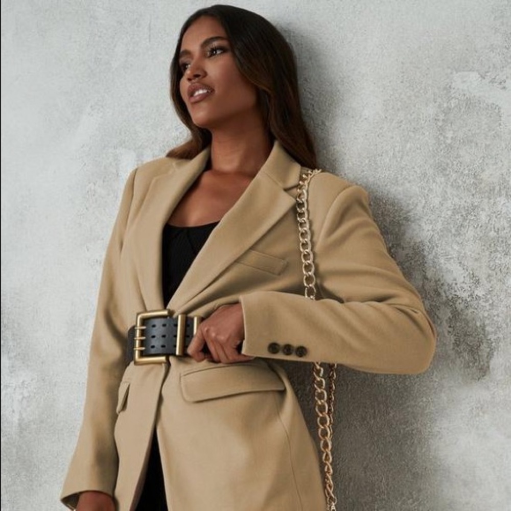 Missguided tan boyfriend blazer coat in medium US Sz 8.